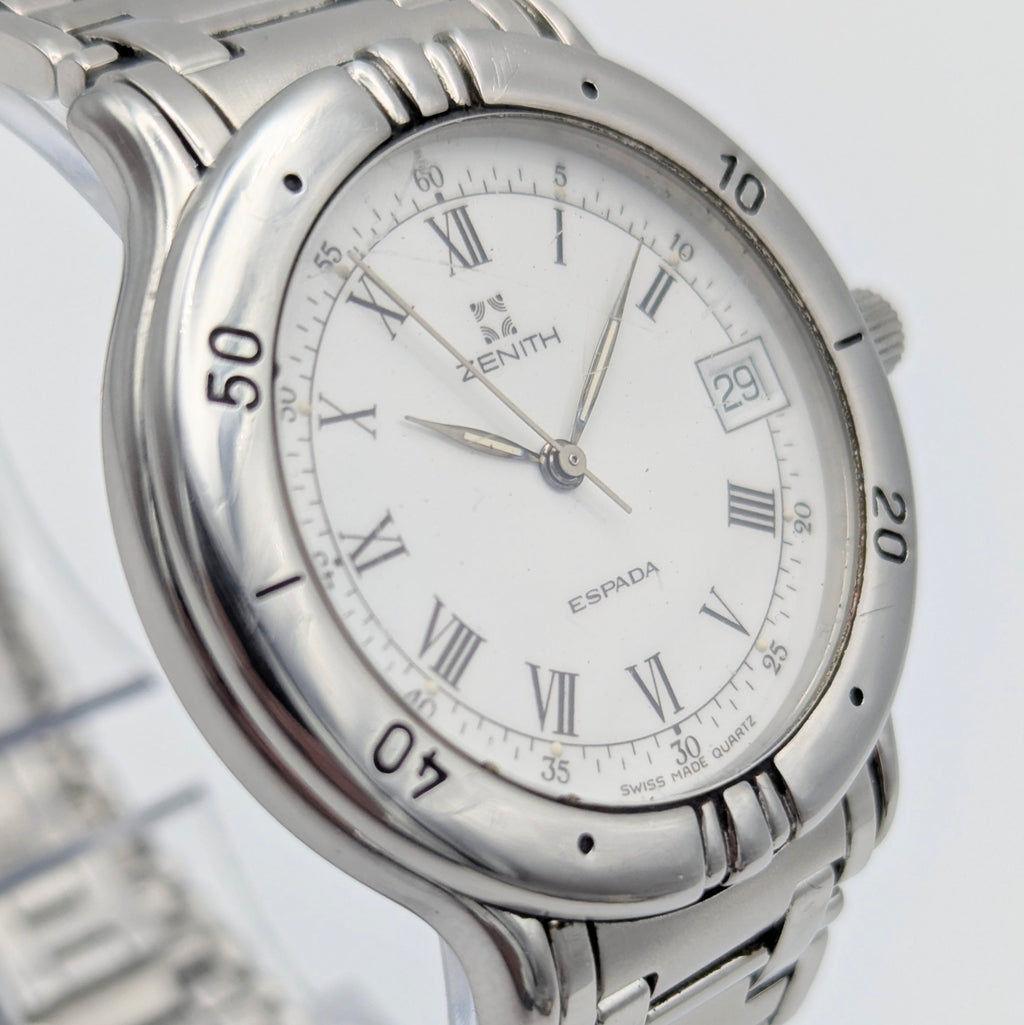 Zenith Espada Men's Quartz Watch — Swiss Made, Roman Dial, Sold Naked - Bezel & Hide