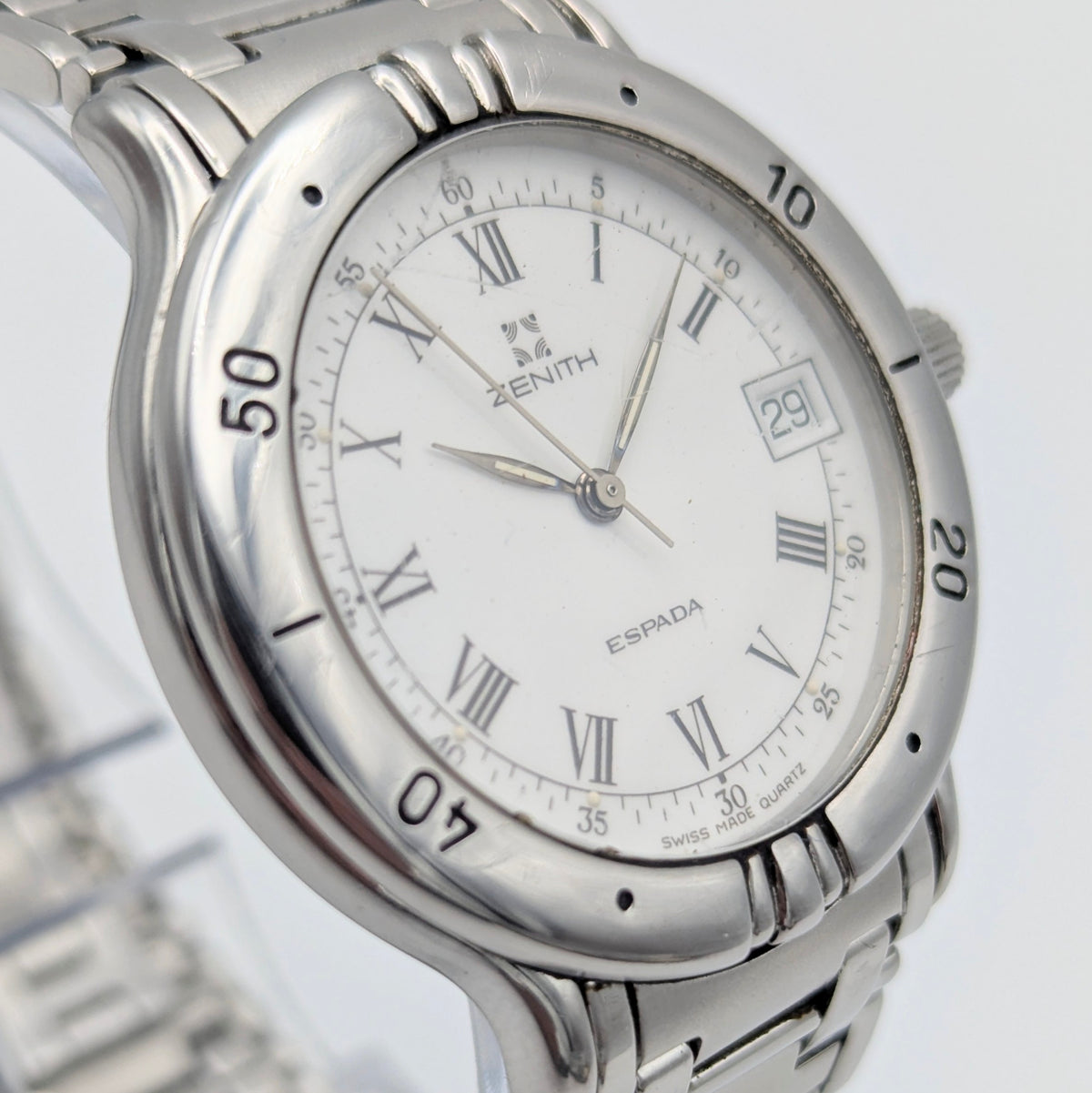 Zenith Espada Men's Quartz Watch — Swiss Made, Roman Dial, Sold Naked - Bezel & Hide