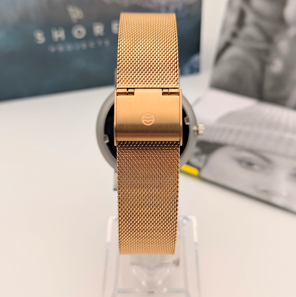 Shore Projects Ludlow — Ice Blue Dial, Gold-Tone Mesh, Quartz, With Box & Instructions - Bezel & Hide