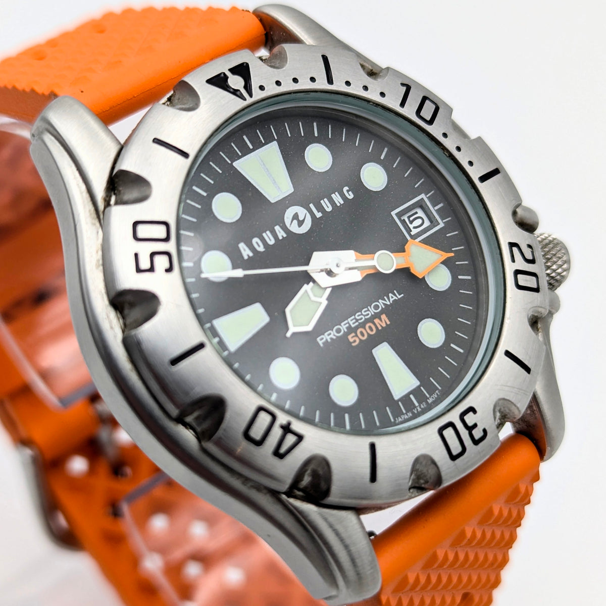 Aqua Lung Professional 500M Quartz Watch | Orange Dassari FKM Strap