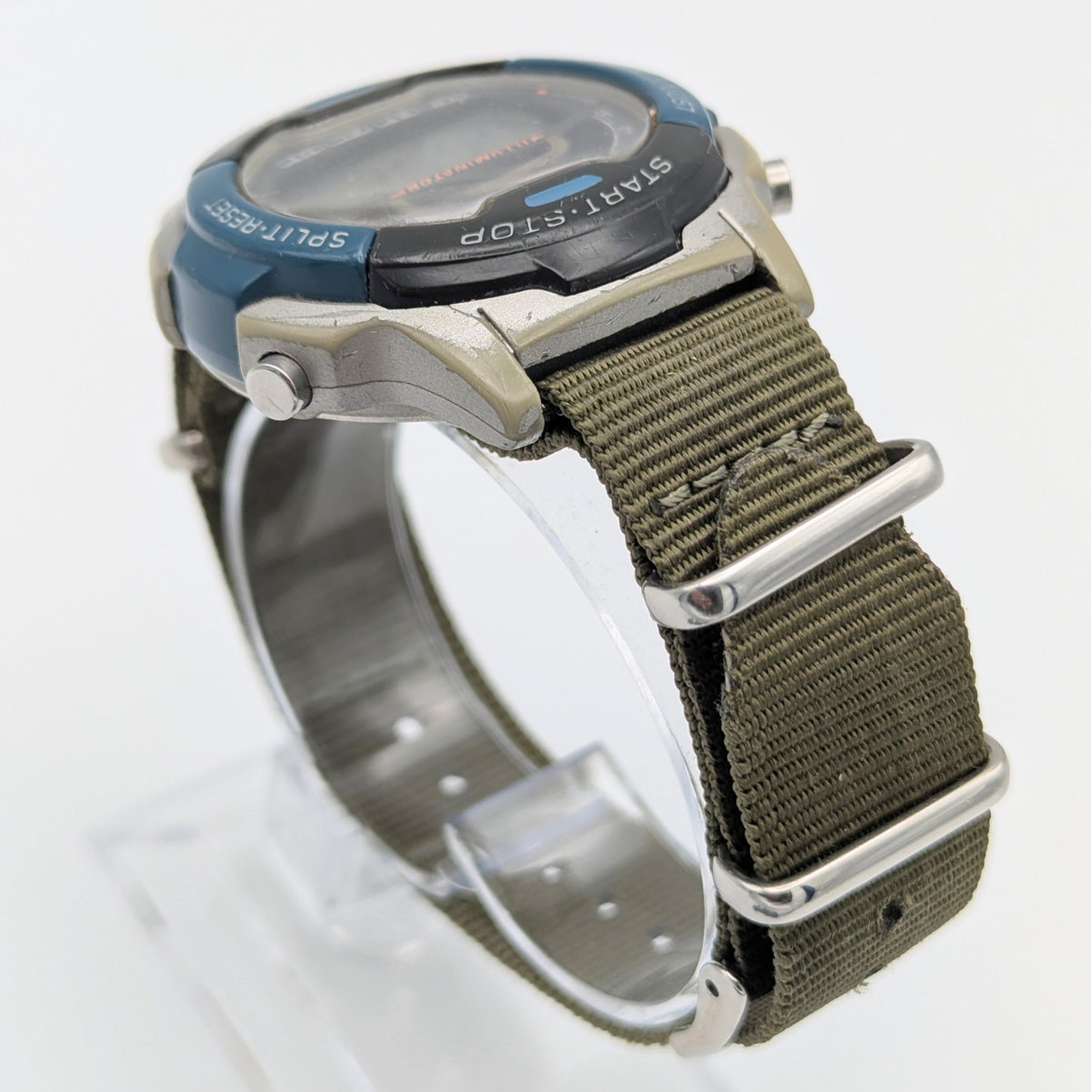 Casio Illuminator W-86 Sports Watch — Olive G10 Strap, 100m WR, Sold Naked - Bezel & Hide