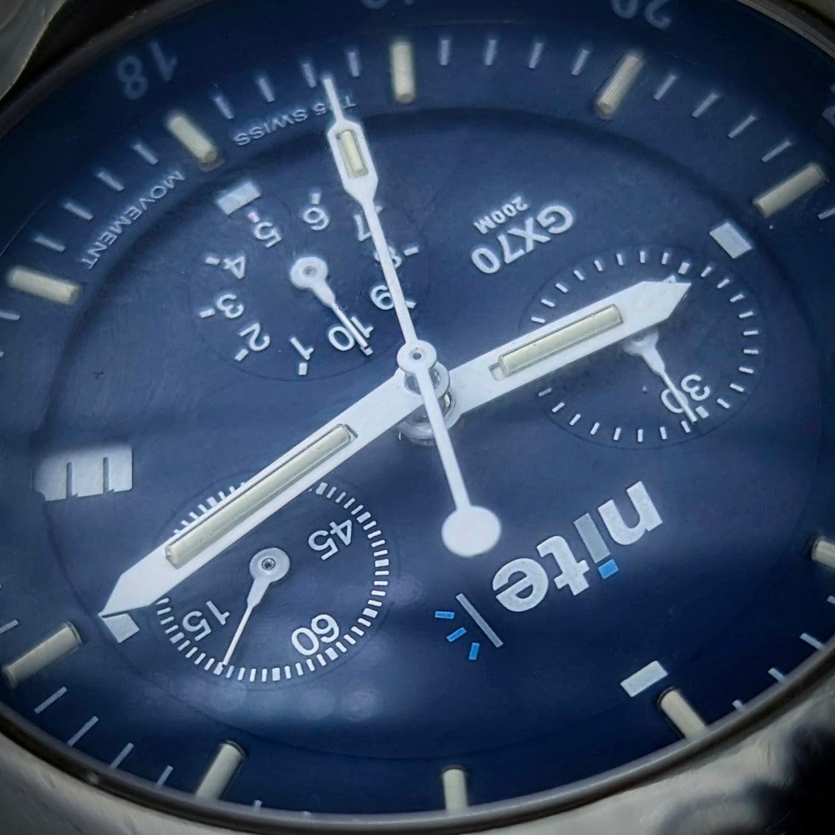 Nite GX70-201 Blue Dial - Bezel & Hide