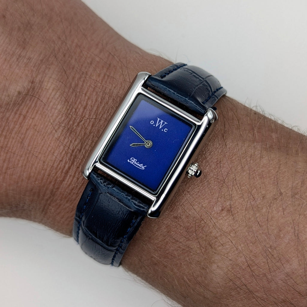 o.W.c Bristol Tank Blue Dial Quartz Watch — Odd Watch Company, Sold Naked - Bezel & Hide