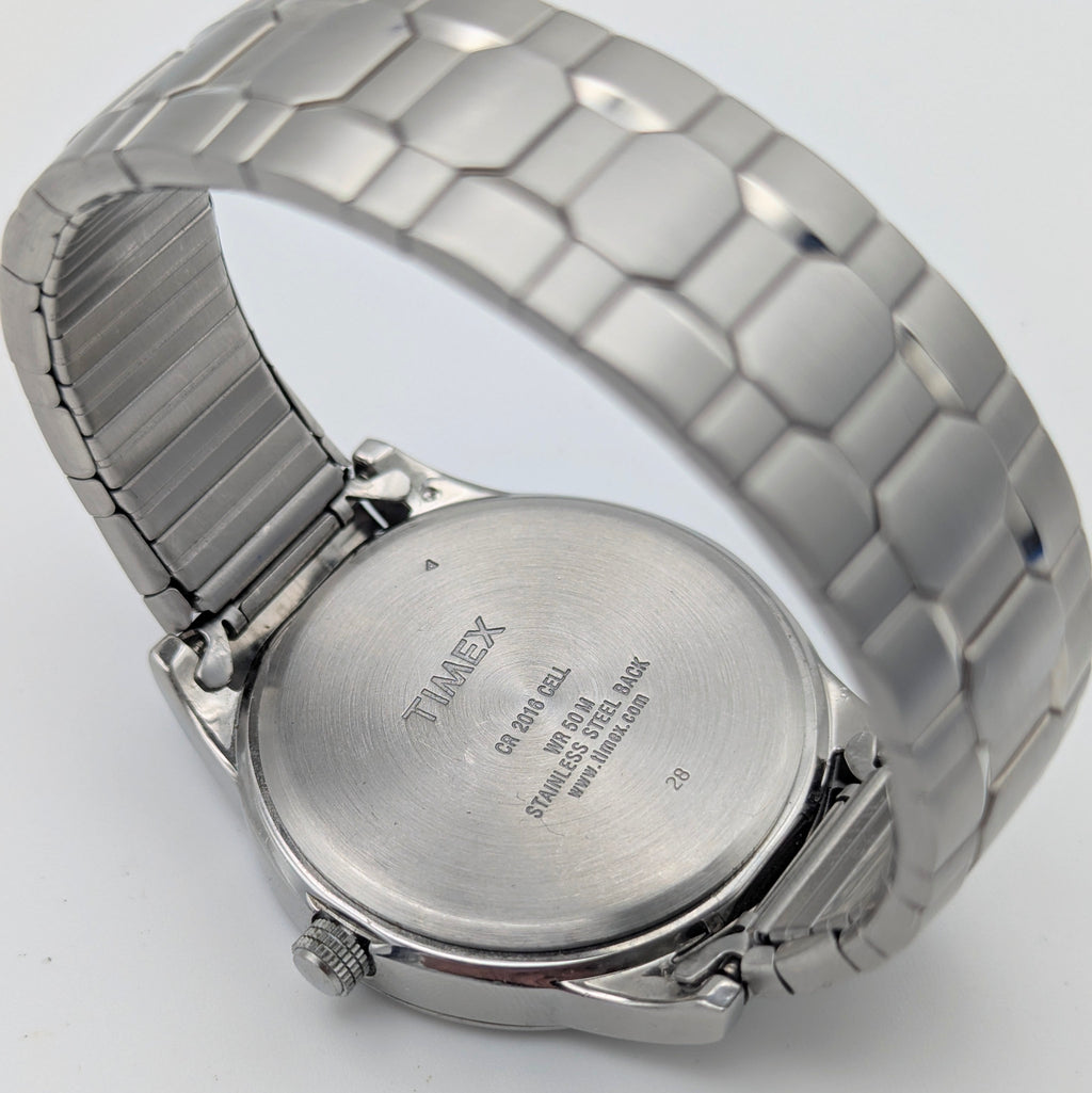 Timex Fieldstone Way Indiglo WR50M Sport Watch — Navy Dial, Expansion Bracelet, Date, Sold Naked - Bezel & Hide
