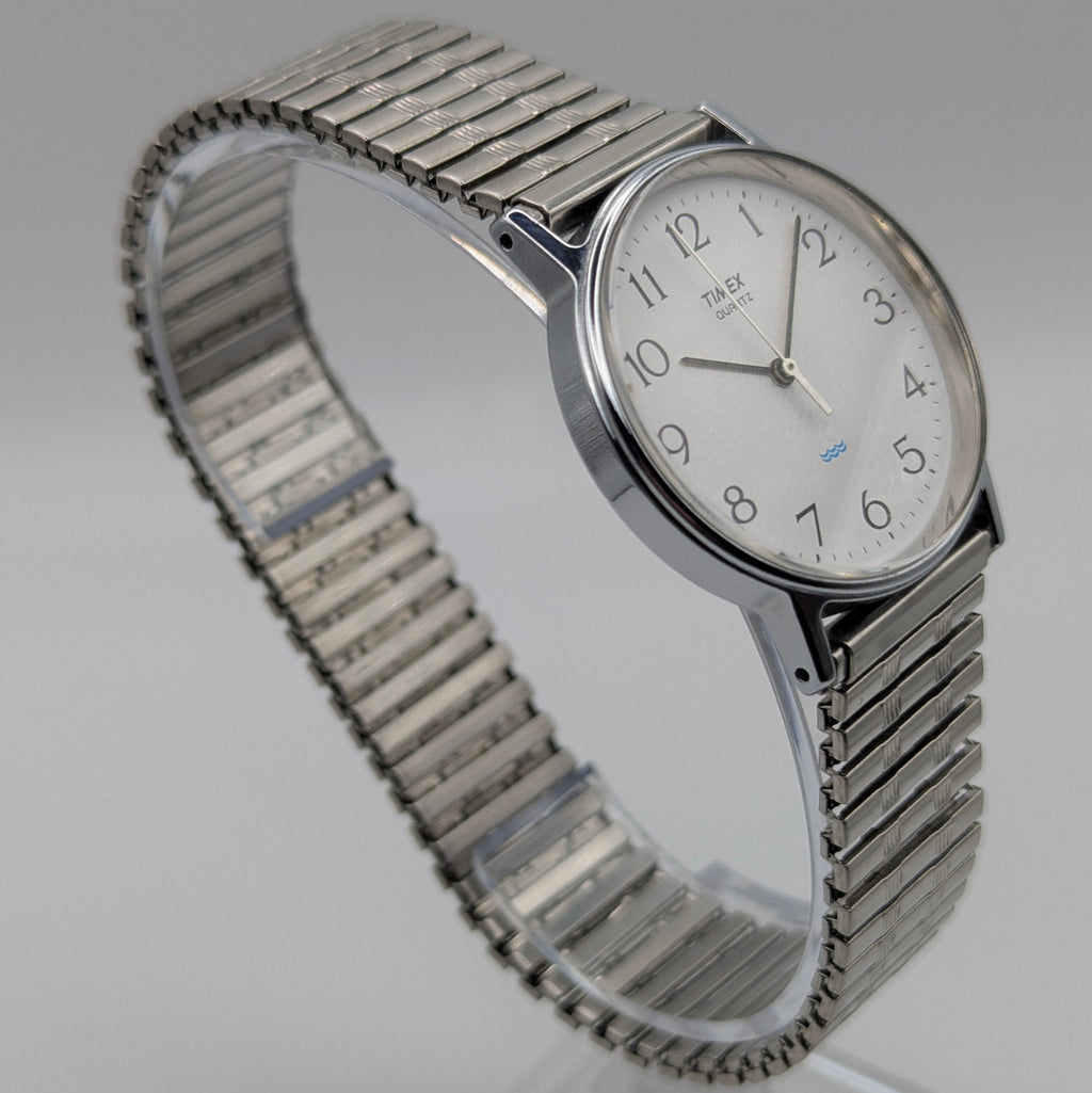 Timex Easy Reader Quartz Watch — White Dial, Silver-Tone Expansion Bracelet, Sold Naked - Bezel & Hide