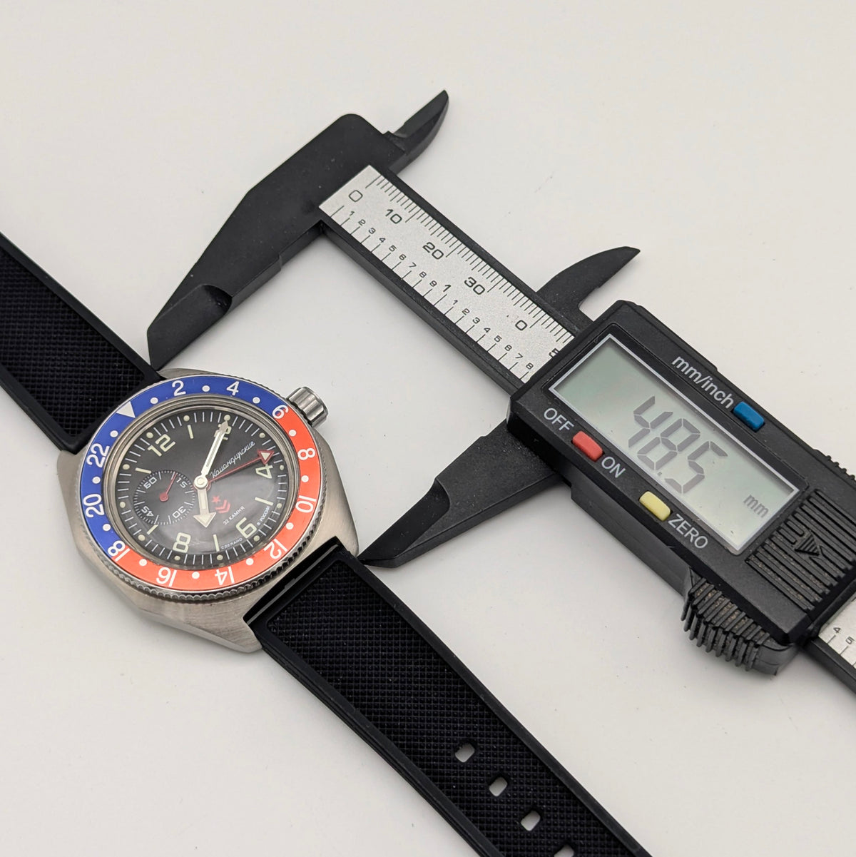 Vostok Komandirskie GMT Automatic — Pepsi Bezel, Black Dial, Men's Watch - Bezel & Hide