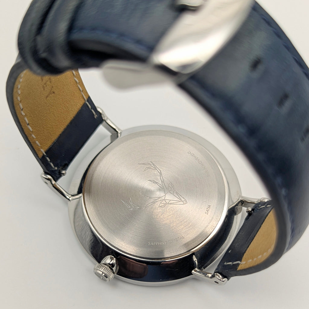 Hartley Stag Charcoal Dial Quartz Men's Watch — Sapphire Crystal, Navy Strap, Boxed - Bezel & Hide