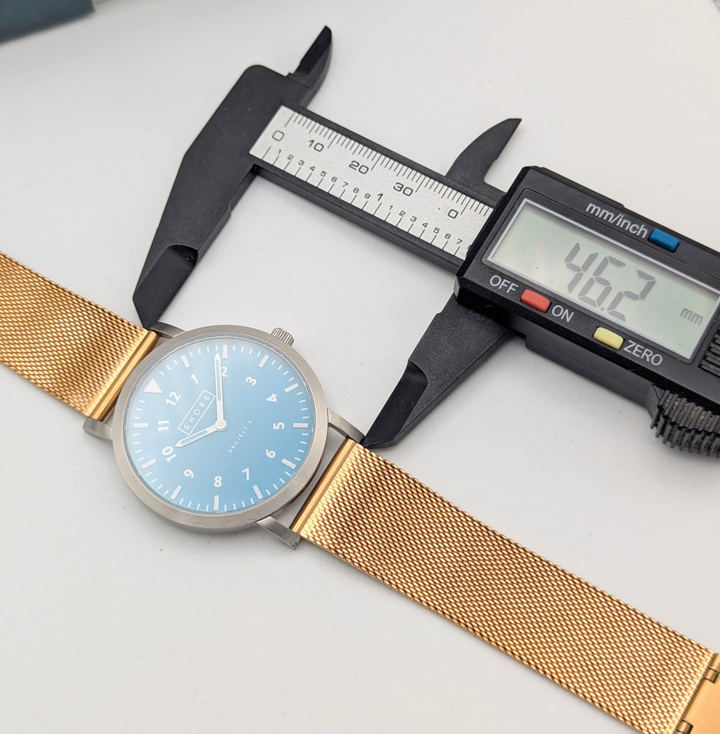 Shore Projects Ludlow — Ice Blue Dial, Gold-Tone Mesh, Quartz, With Box & Instructions - Bezel & Hide
