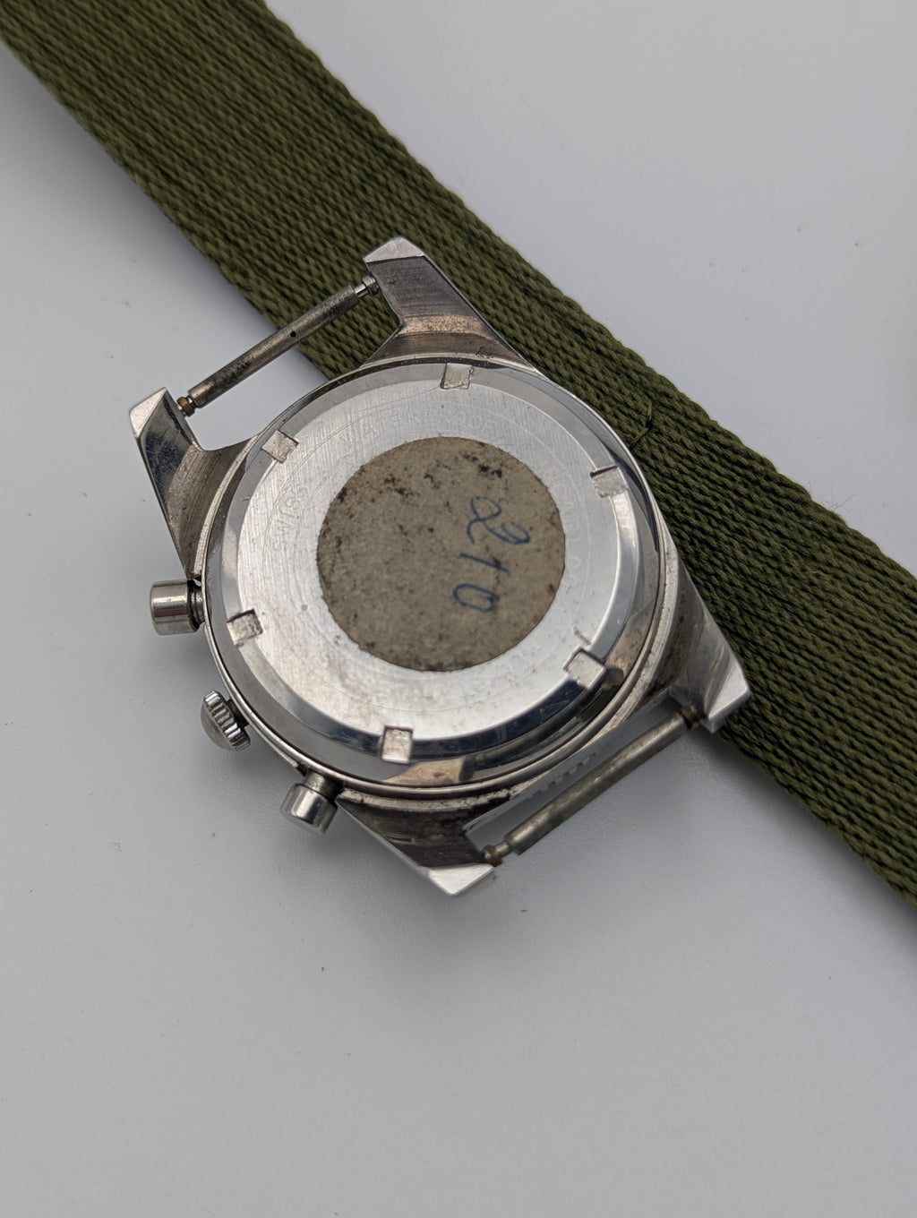 Lator Landeron Manual-Wind Chronograph | Black Dial & Olive Green Strap