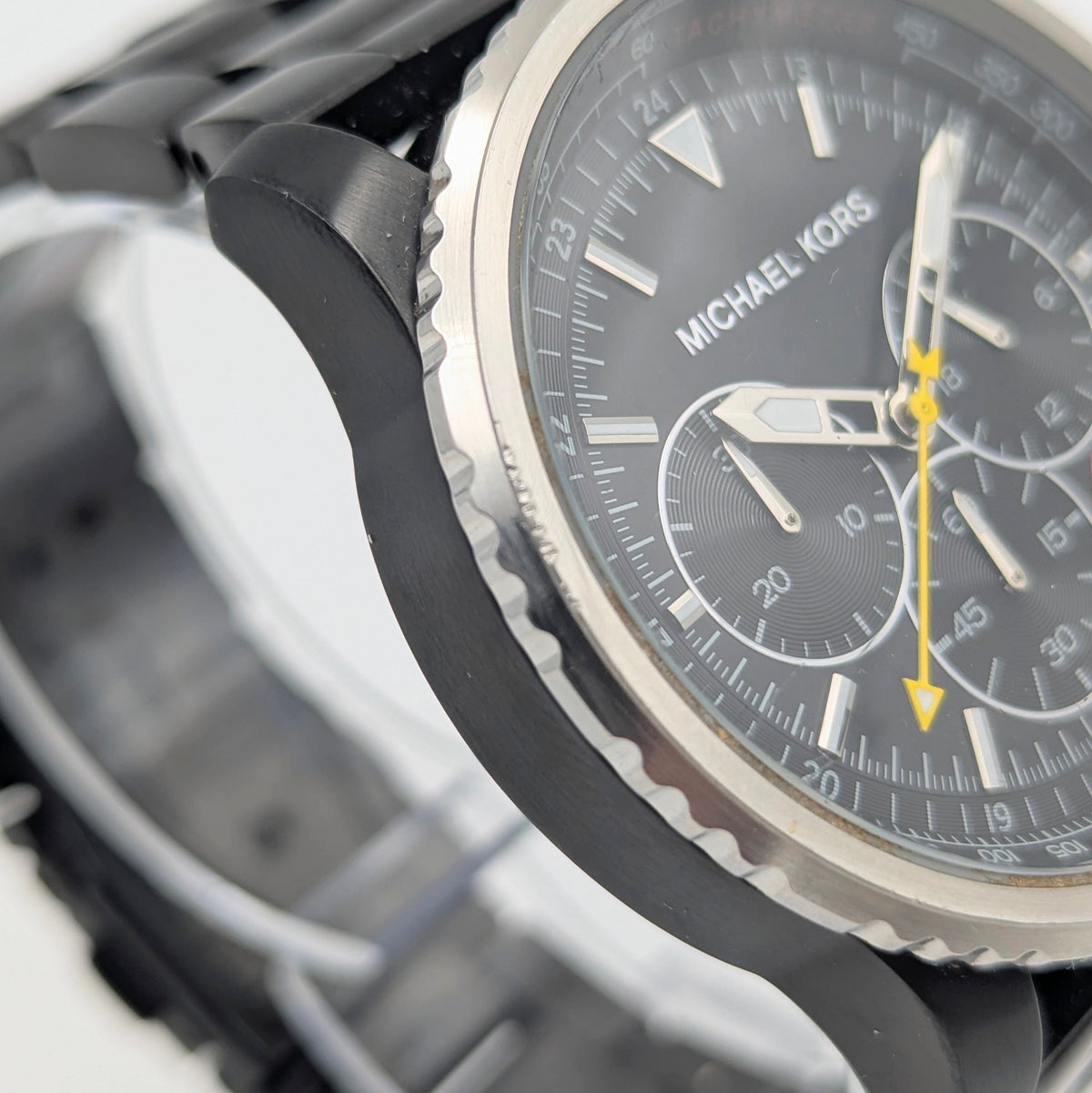 Michael Kors Lexington MK-8643 Chronograph — 45mm Black Ion-Plated, Japanese Quartz, Sold Naked - Bezel & Hide