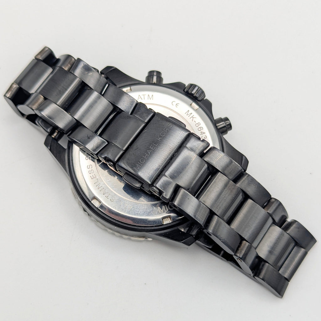 Michael Kors Lexington MK-8643 Chronograph — 45mm Black Ion-Plated, Japanese Quartz, Sold Naked - Bezel & Hide