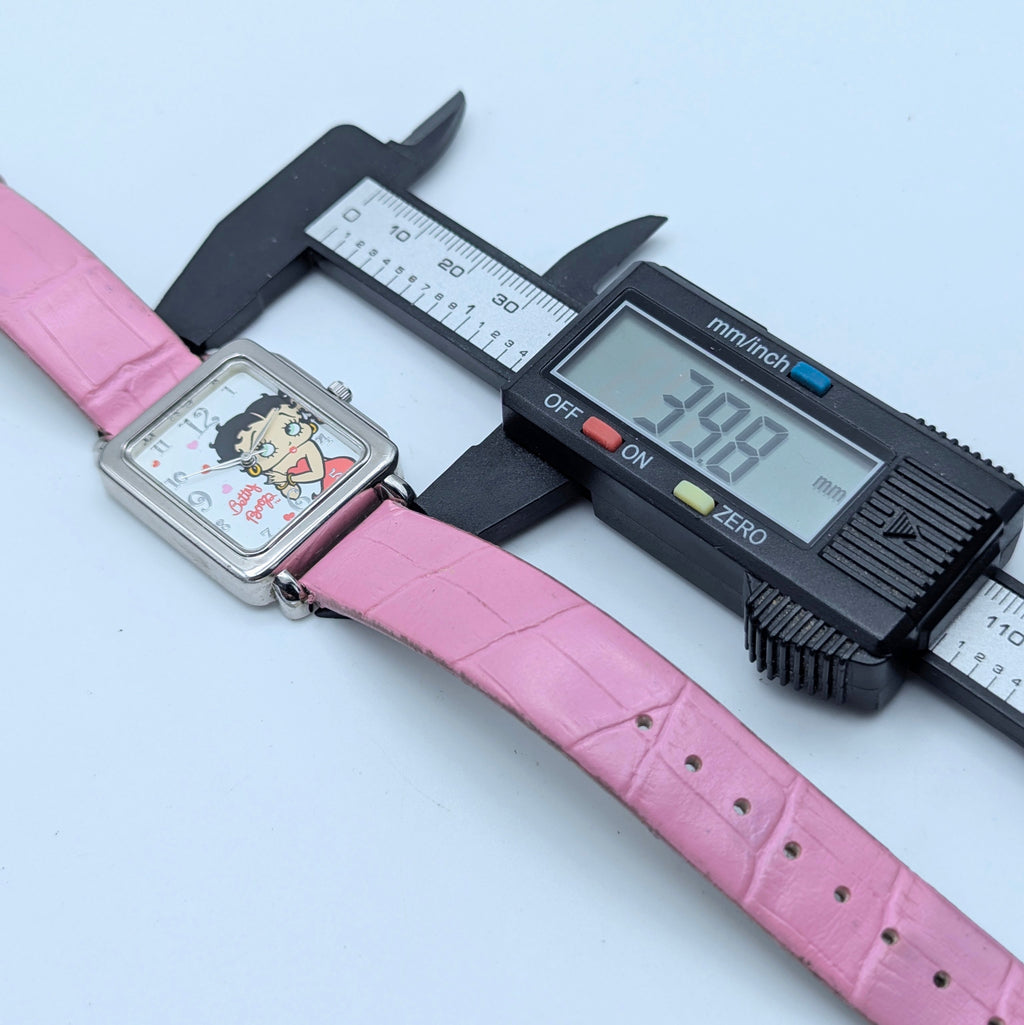 Betty Boop Quartz Watch — Pink Strap, Rectangle Case, Sold Naked - Bezel & Hide
