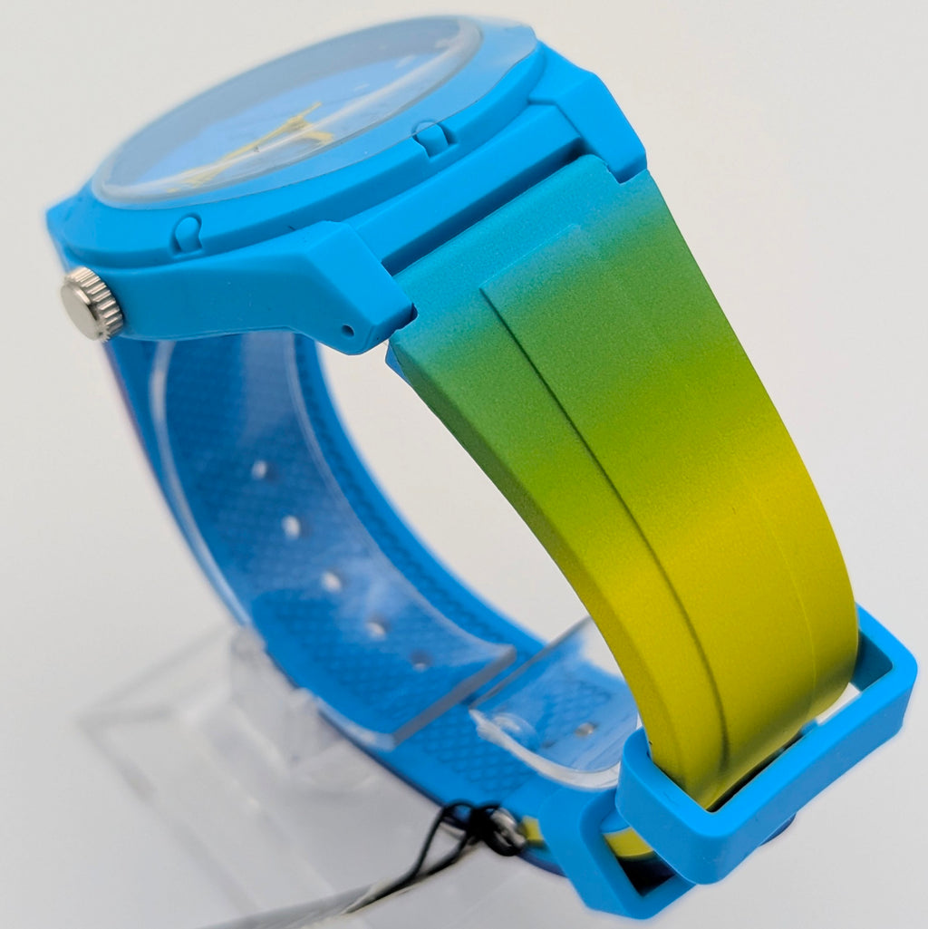 Guess Originals Retro Pop W0979L28 Unisex Watch — Blue & Lime Ombre, Quartz, Tags On - Bezel & Hide