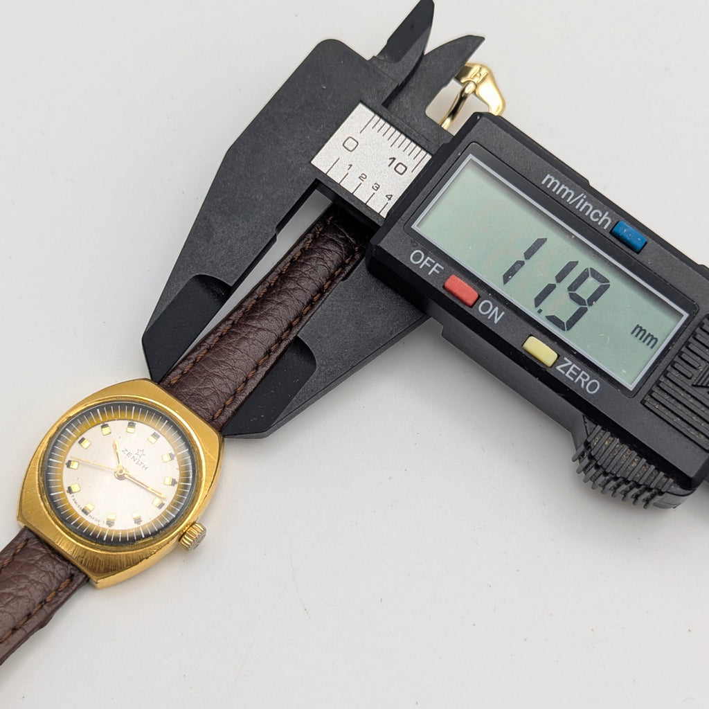 Zenith Ladies' Vintage Cushion-Case Dress Watch — c.1970s Swiss Manual Wind, Gold-Plated, Sold Naked - Bezel & Hide
