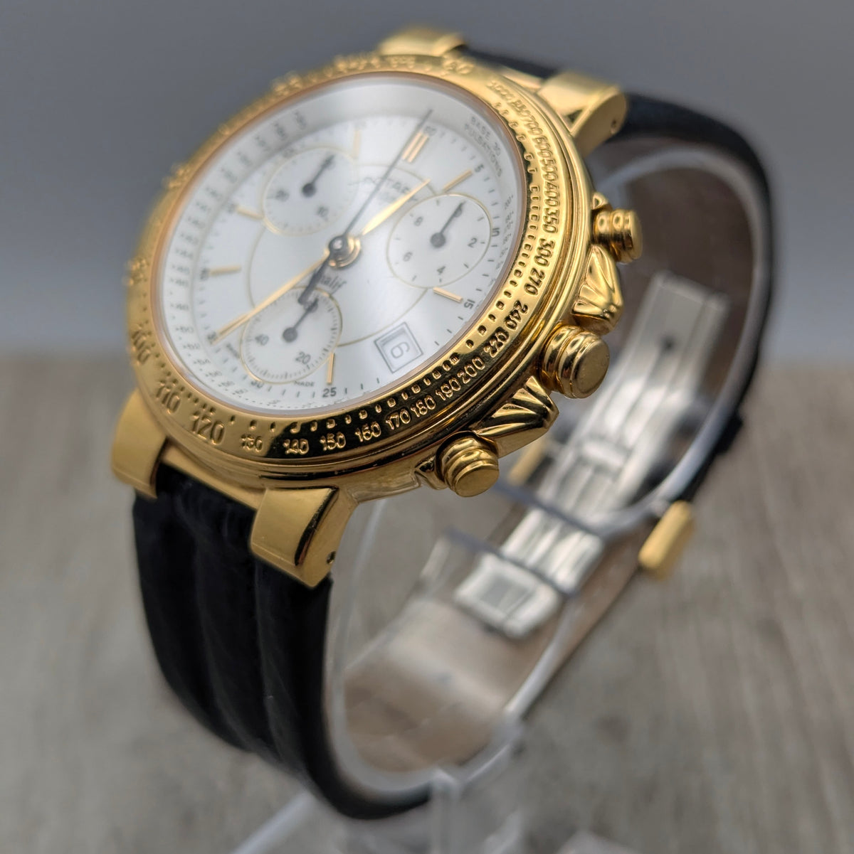 Rotary Kalif Chronograph – Gold Plated. Pre-Owned - Bezel & Hide