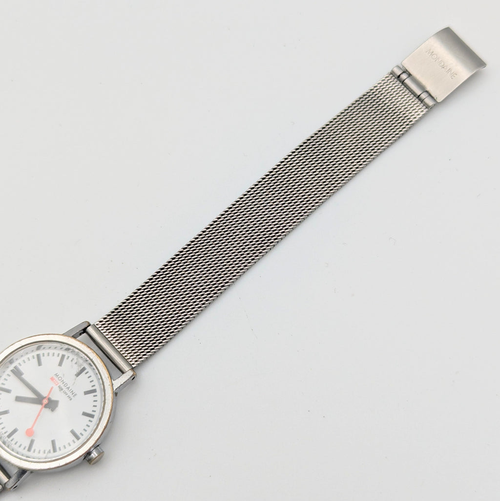 Mondaine SBB Ladies' Swiss Railway Watch — White Dial, Steel Mesh Bracelet, Sold Naked - Bezel & Hide