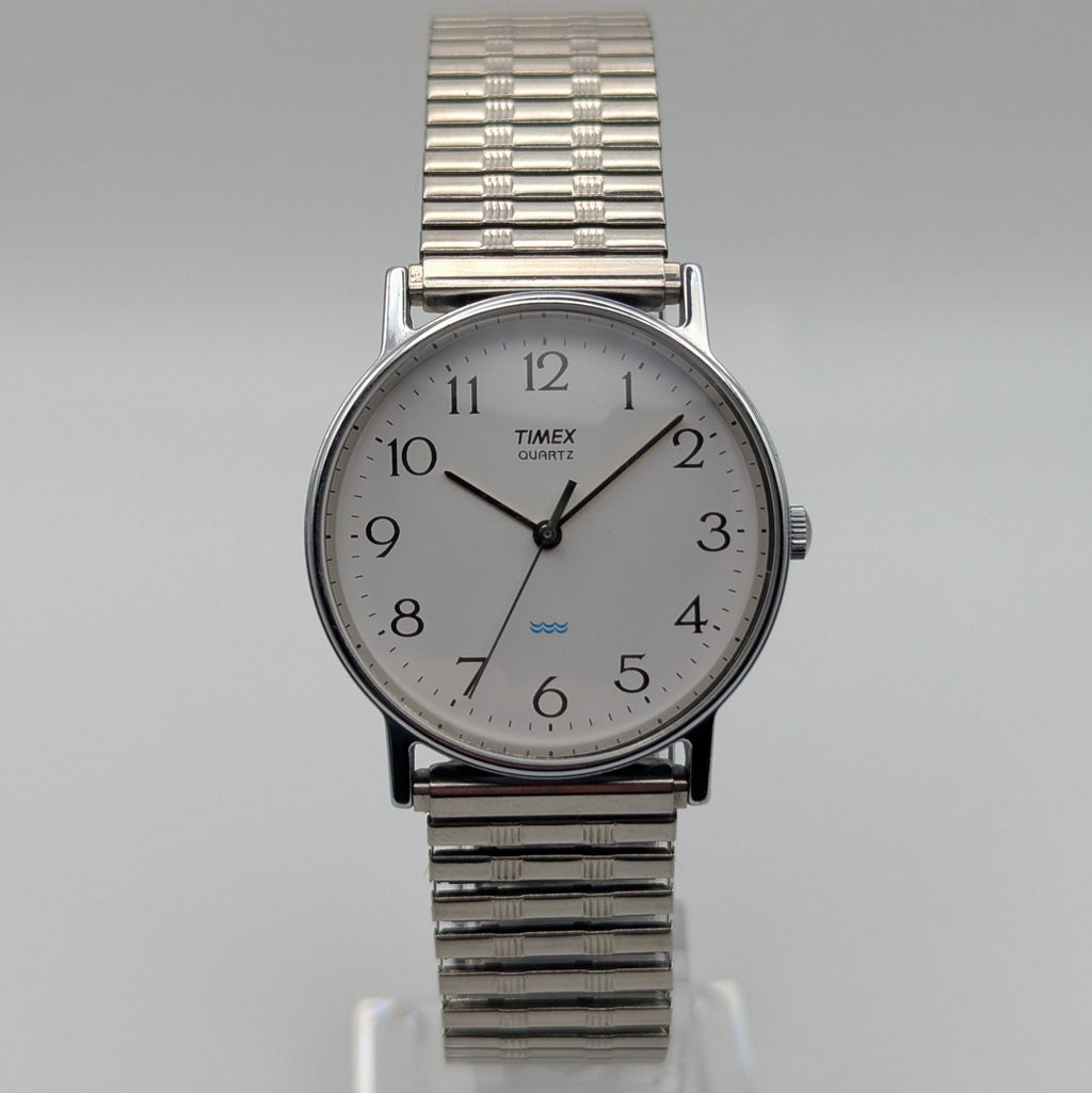 Timex Easy Reader Quartz Watch — White Dial, Silver-Tone Expansion Bracelet, Sold Naked - Bezel & Hide
