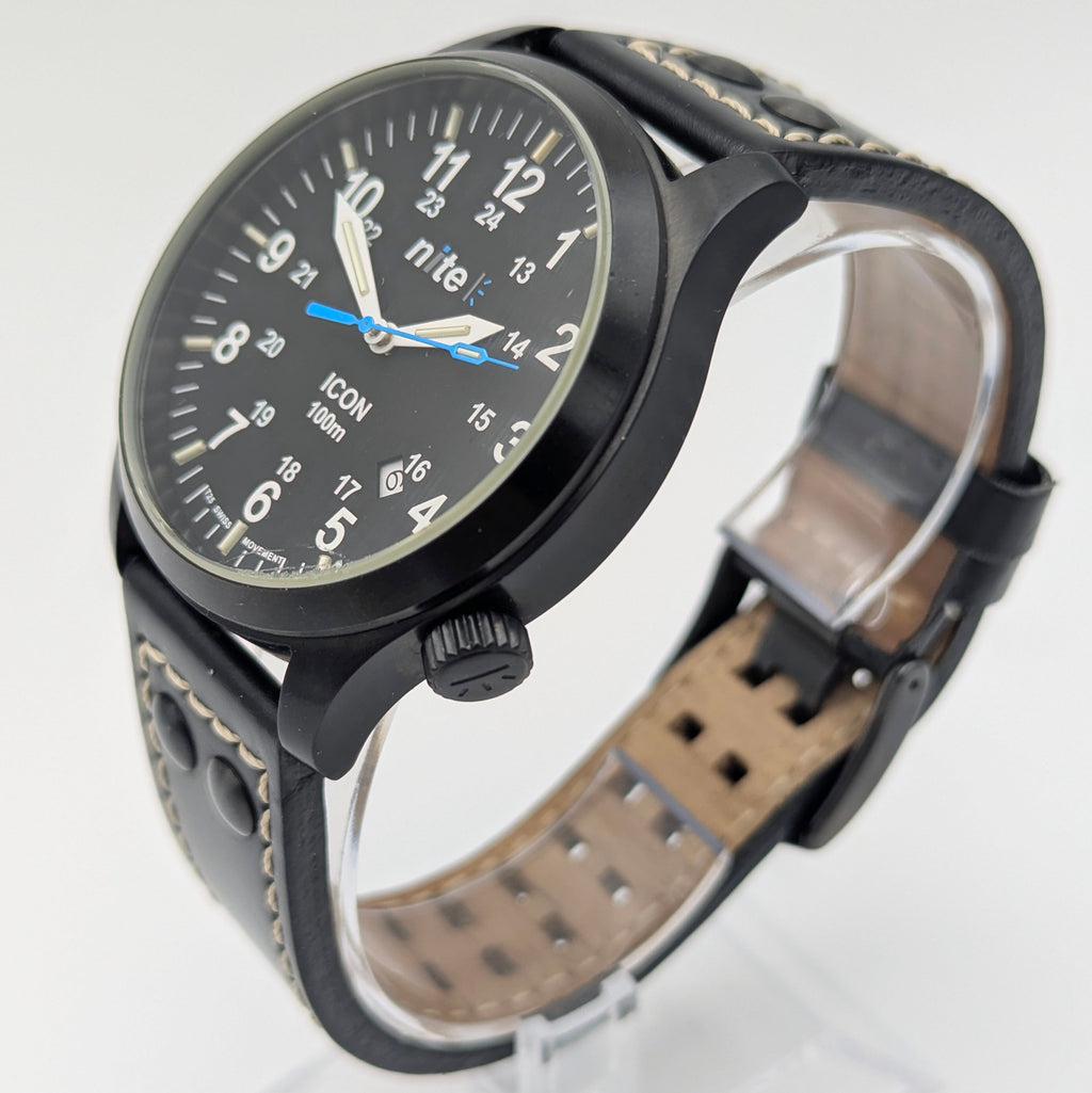 Nite ICON Tritium Field Watch — Black PVD, 100m, Men's - Bezel & Hide