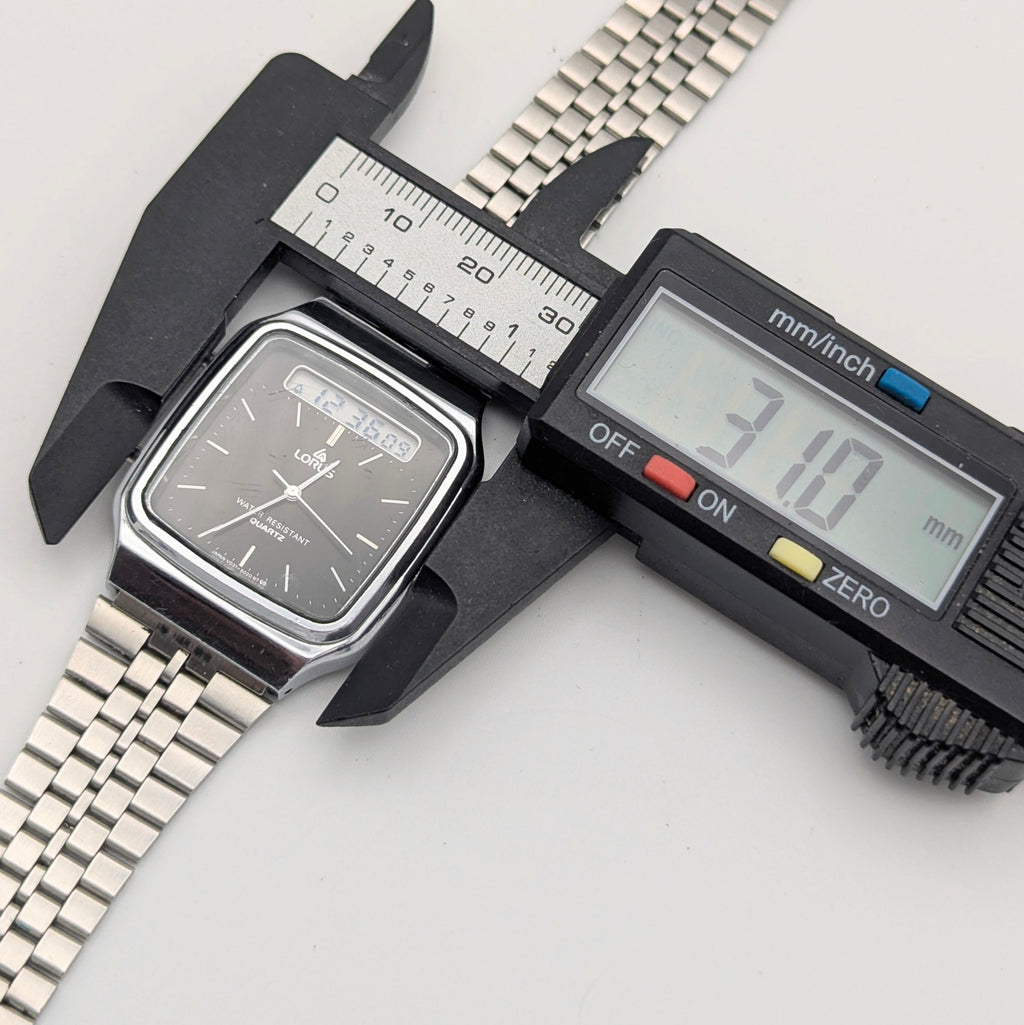 Lorus V031-5010 Ana-Digi Vintage Watch — Black Dial, Steel Bracelet, Sold Naked - Bezel & Hide
