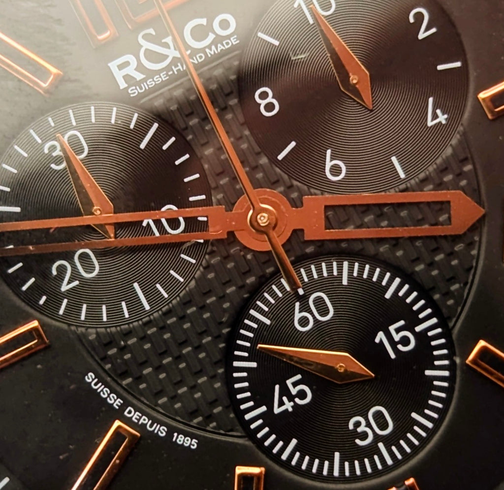 Rotary R&Co Suisse Chronograph — Bold Two-Tone Sports Chrono with Vintage Strap - Bezel & Hide