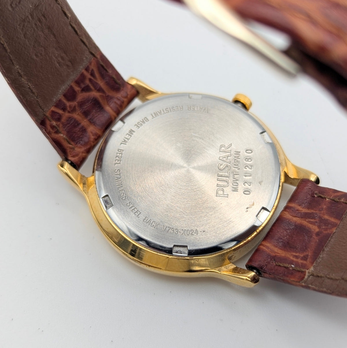 Pulsar Day-Date Dress Watch — Gold-Tone, White Dial, Sold Naked - Bezel & Hide