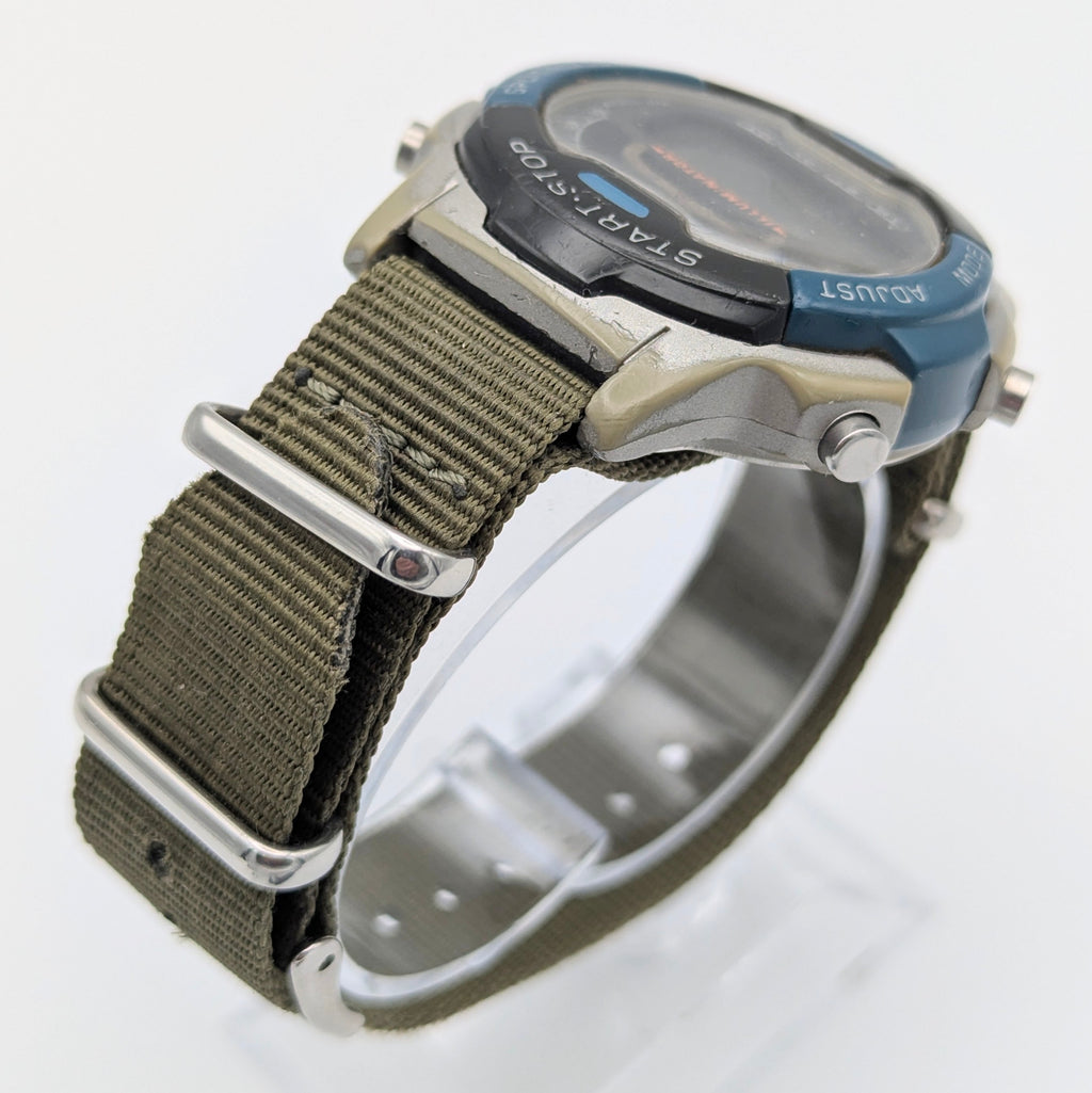 Casio Illuminator W-86 Sports Watch — Olive G10 Strap, 100m WR, Sold Naked - Bezel & Hide
