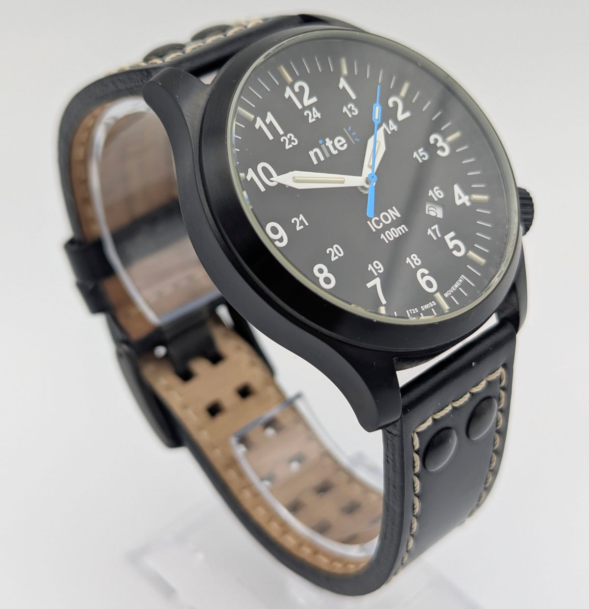 Nite ICON Tritium Field Watch — Black PVD, 100m, Men's - Bezel & Hide