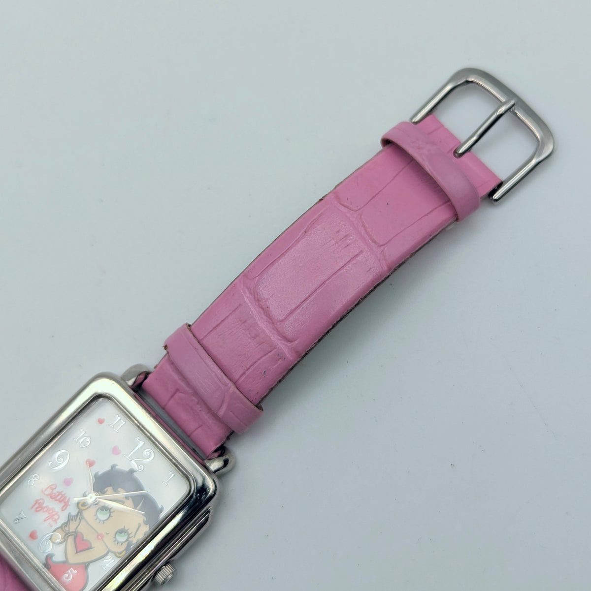 Betty Boop Quartz Watch — Pink Strap, Rectangle Case, Sold Naked - Bezel & Hide