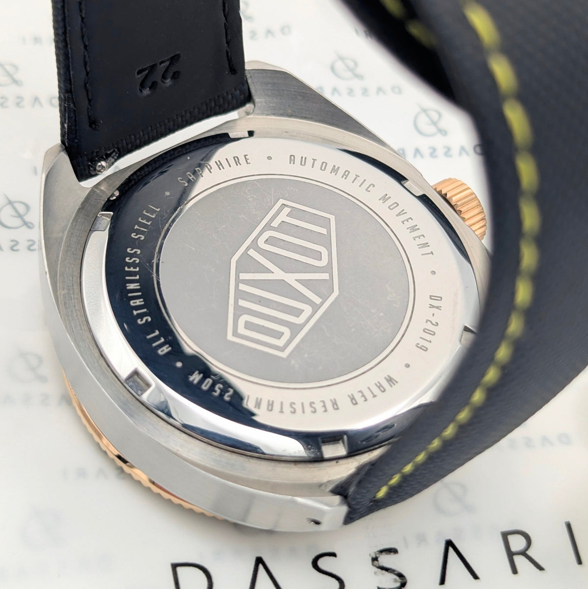 Duxot Fortius DX-2019 Automatic Diver – Black Dial, Two-Tone, DASSARI Strap