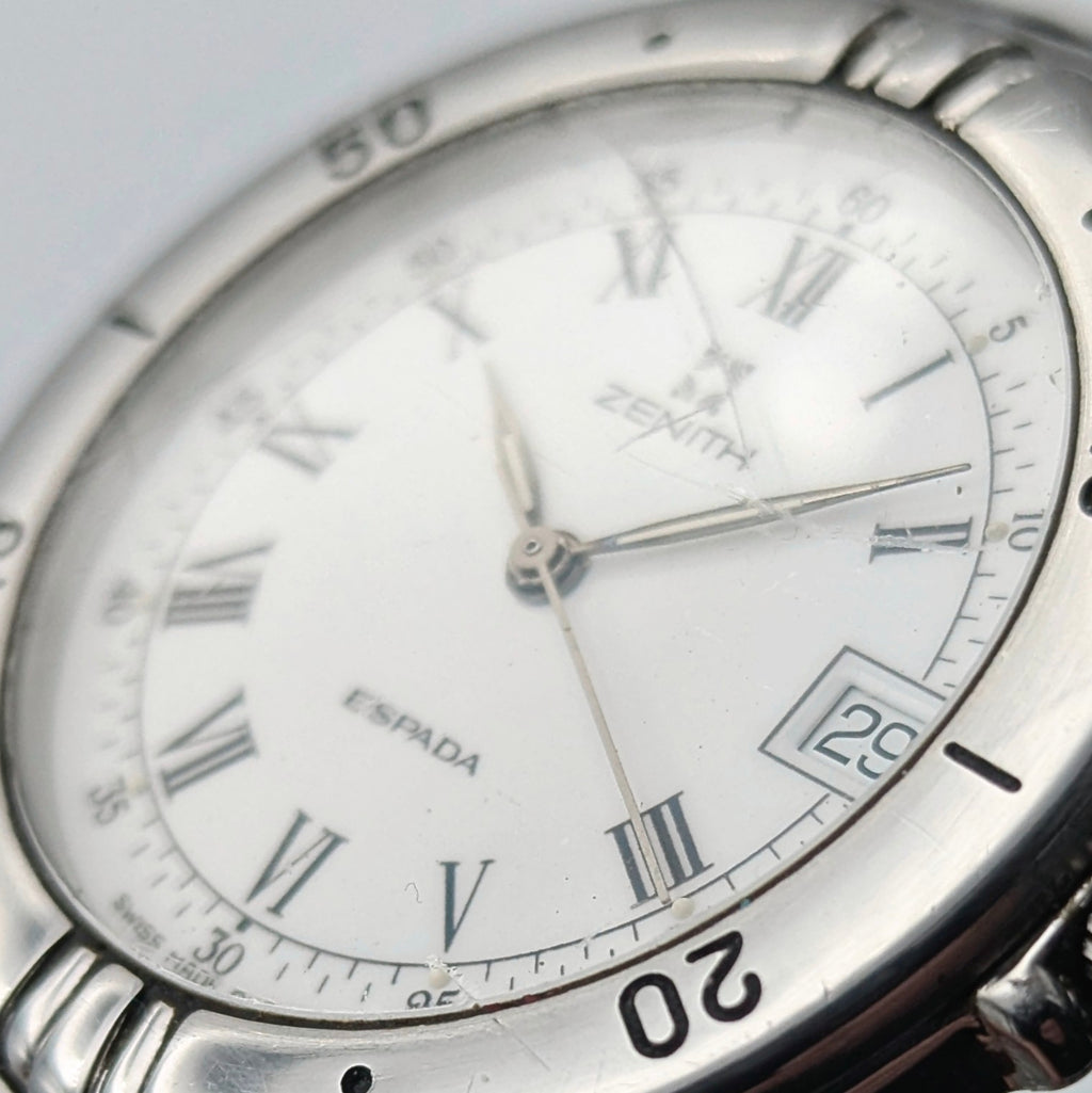 Zenith Espada Men's Quartz Watch — Swiss Made, Roman Dial, Sold Naked - Bezel & Hide