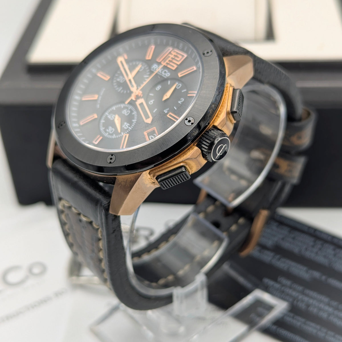 Rotary R&Co Suisse Chronograph — Bold Two-Tone Sports Chrono with Vintage Strap - Bezel & Hide