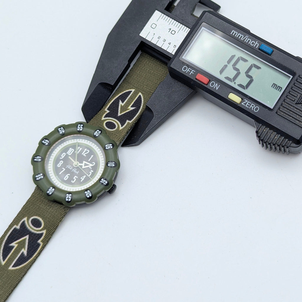 Flik Flak Kids Tribal Military Quartz Watch — Swiss Made, Time-Teaching Fun, Sold Naked - Bezel & Hide