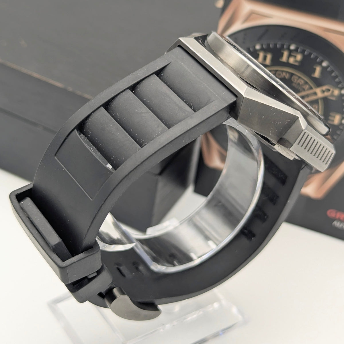 Ancon Grand Prix GP104-0045 Automatic Men's Watch — Gunmetal Black, 47mm, 200m - Bezel & Hide