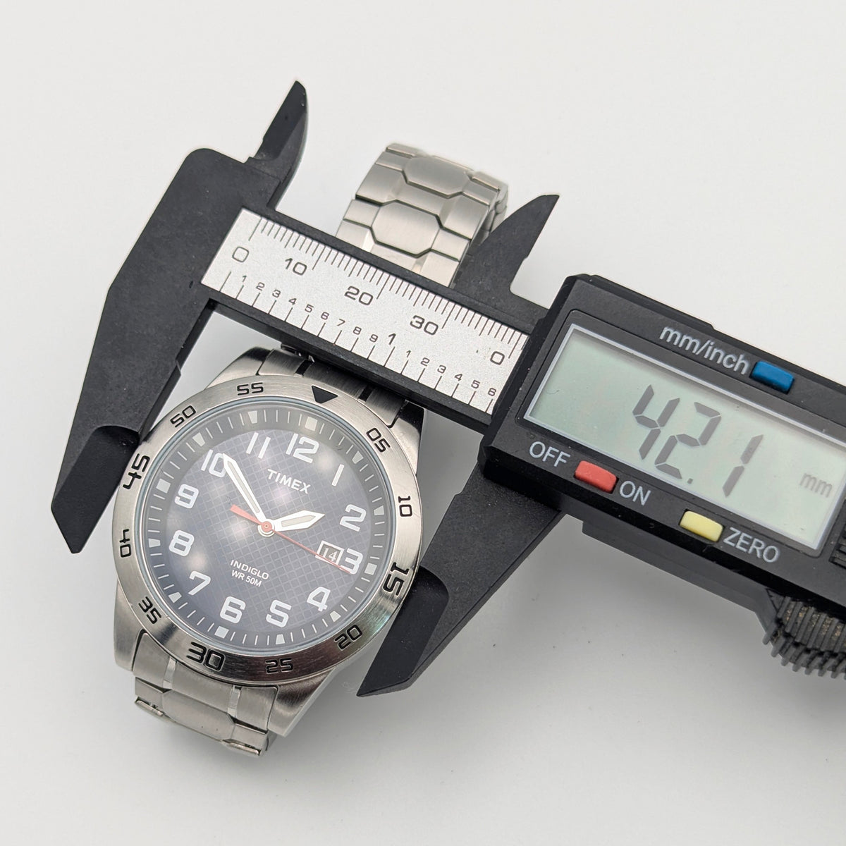 Timex Fieldstone Way Indiglo WR50M Sport Watch — Navy Dial, Expansion Bracelet, Date, Sold Naked - Bezel & Hide