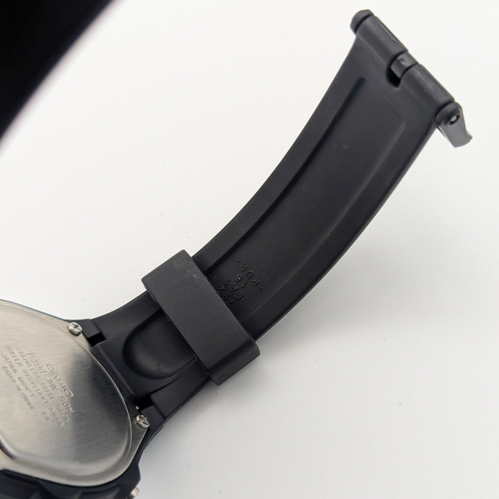 Casio AMW-90H Ana-Digi Watch — Black Resin, Gold Dial, Dual Time, Alarm, Sold Naked - Bezel & Hide
