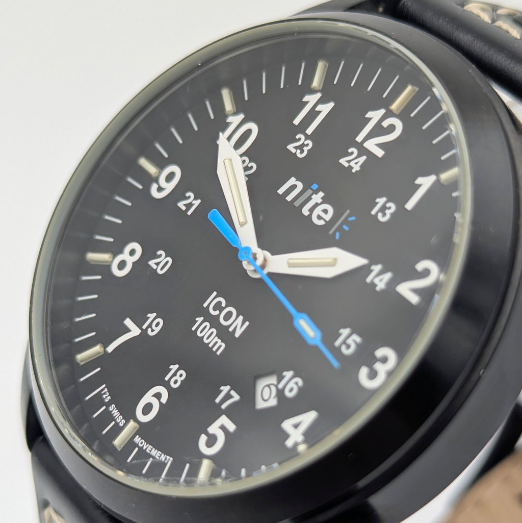 Nite ICON Tritium Field Watch — Black PVD, 100m, Men's - Bezel & Hide