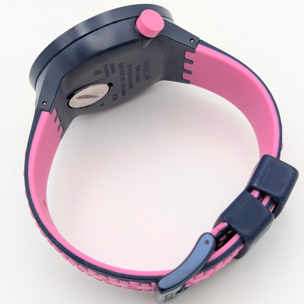 Swatch Big Bold Pinkindots SB05N400 — 47mm, Black Dial, Pink & Navy Strap, Sold Naked - Bezel & Hide