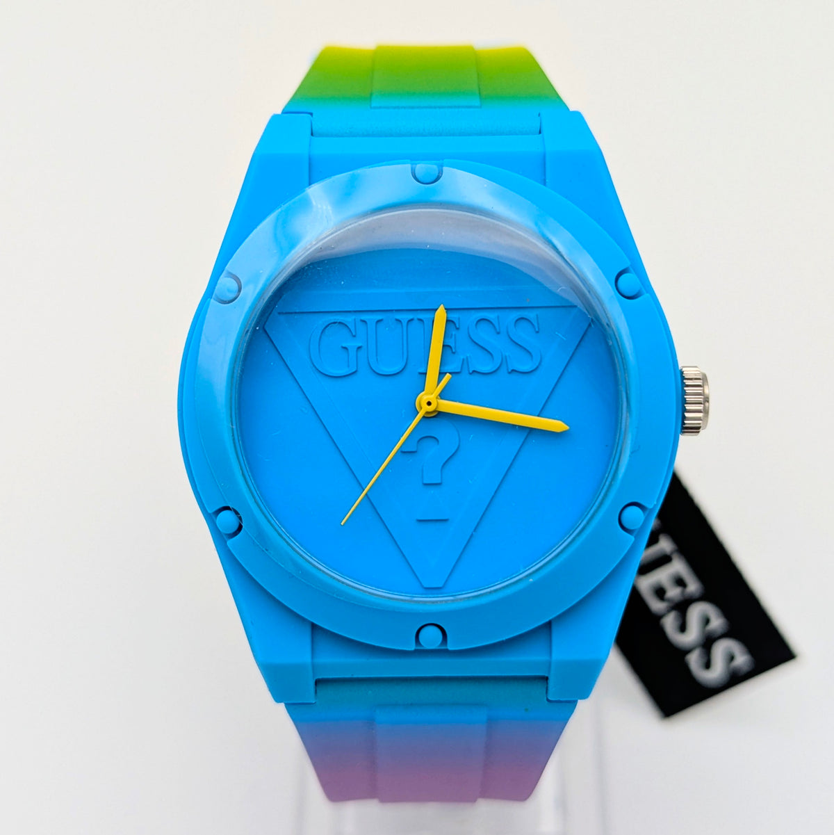 Guess Originals Retro Pop W0979L28 Unisex Watch — Blue & Lime Ombre, Quartz, Tags On - Bezel & Hide