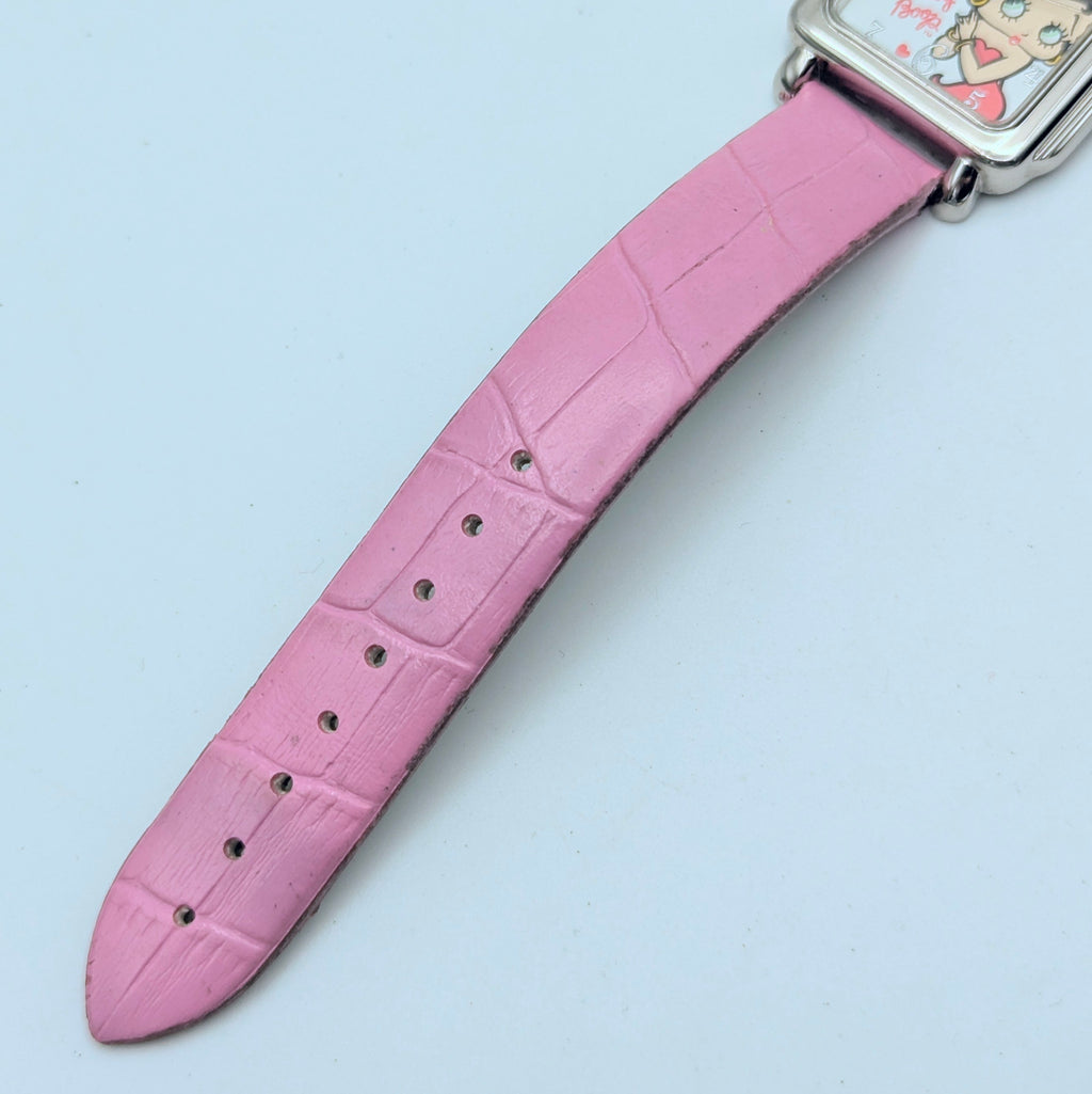 Betty Boop Quartz Watch — Pink Strap, Rectangle Case, Sold Naked - Bezel & Hide