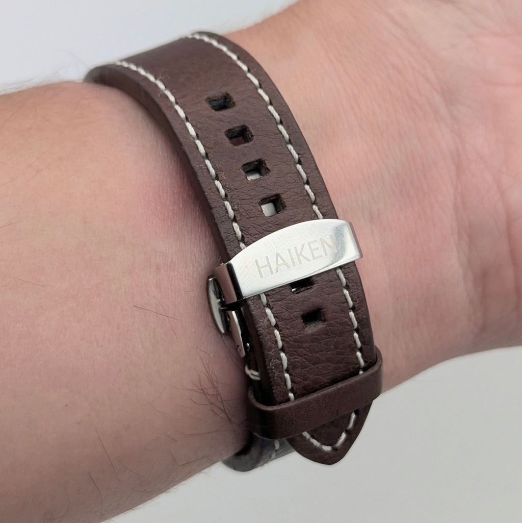 Haiken H40 Automatic Men's Watch — Anthracite Dial, G.B., Altitude-Tested, Brown Leather - Bezel & Hide