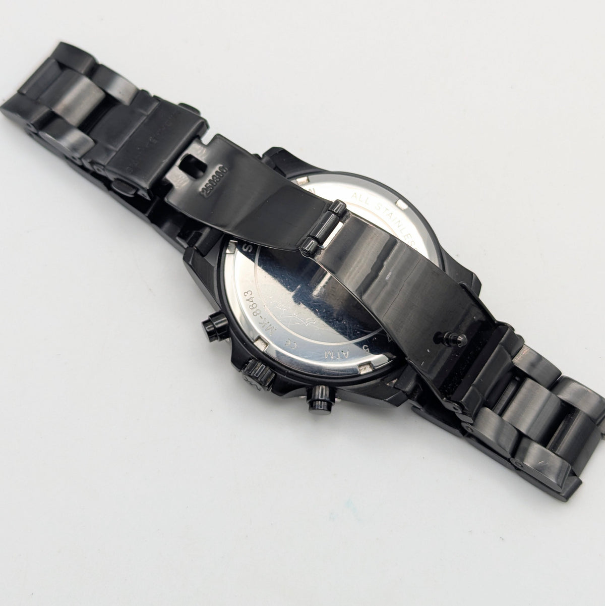 Michael Kors Lexington MK-8643 Chronograph — 45mm Black Ion-Plated, Japanese Quartz, Sold Naked - Bezel & Hide