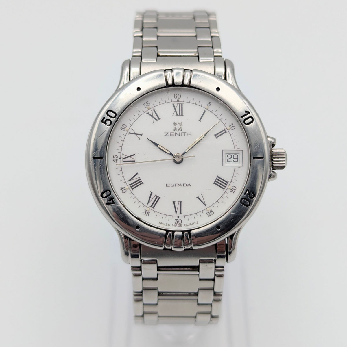 Zenith Espada Men's Quartz Watch — Swiss Made, Roman Dial, Sold Naked - Bezel & Hide