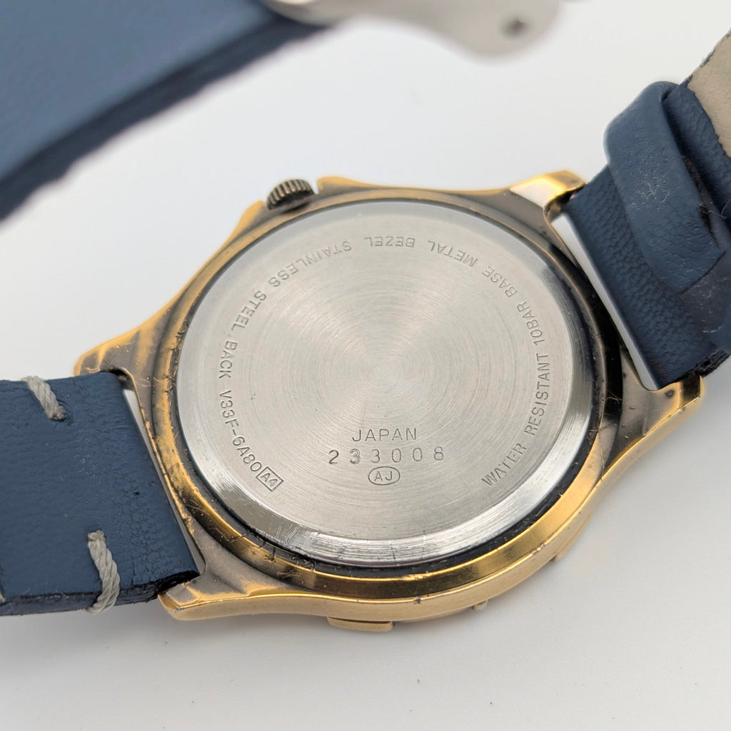 Alba Field Gear V33F-6A80 Triple Calendar Watch – Gold Tone, Dark Dial