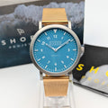 Shore Projects Ludlow — Ice Blue Dial, Gold-Tone Mesh, Quartz, With Box & Instructions - Bezel & Hide