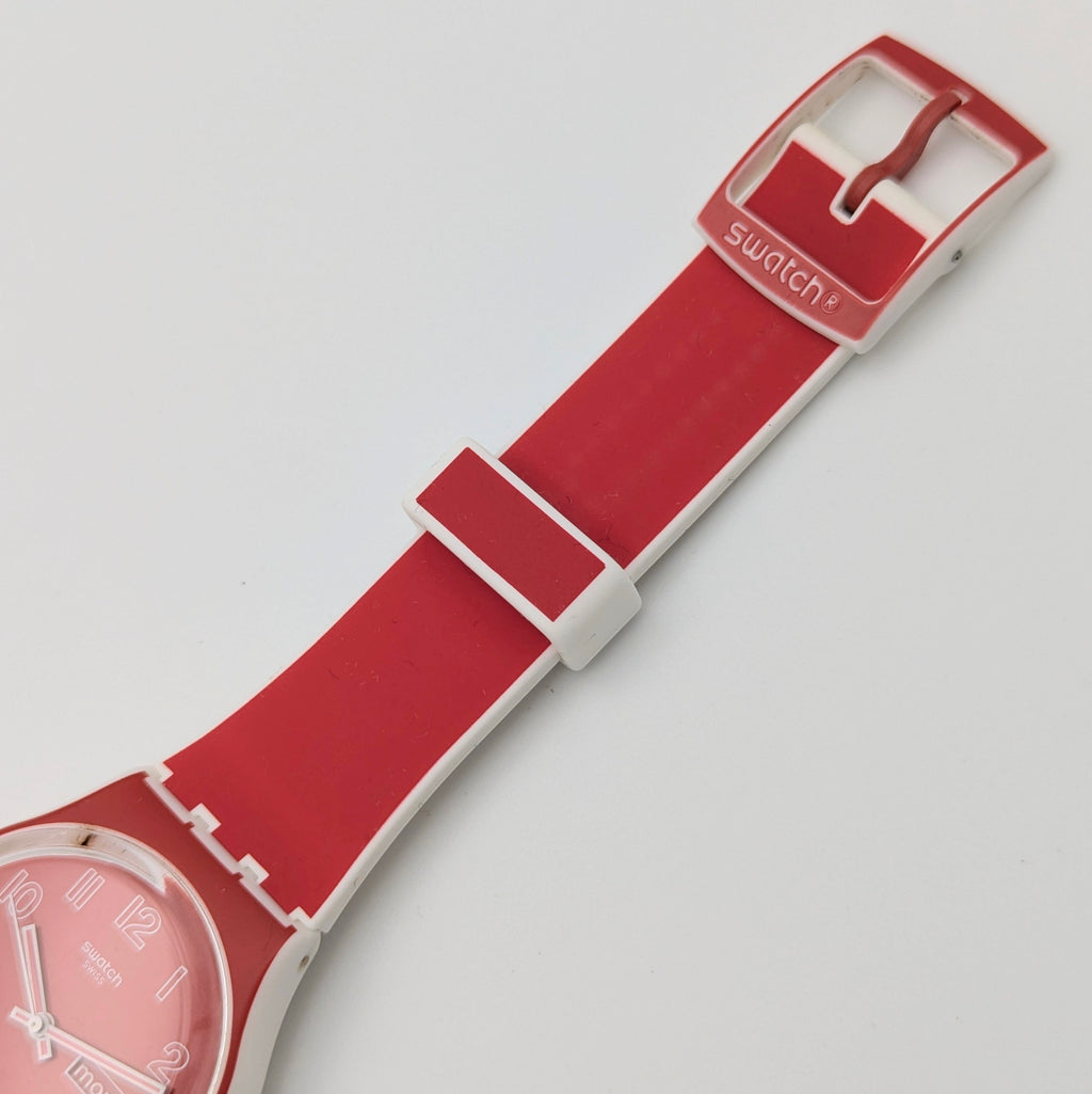 Swatch Originals Gent Poppy Red GE709 — Day-Date, Red Dial, Sold Naked - Bezel & Hide