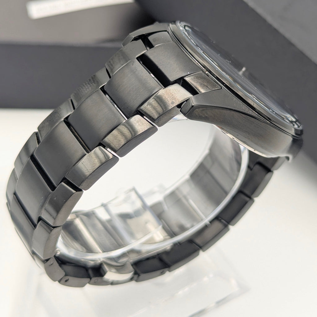 Holuns Men's Chronograph Watch — 51mm Black PVD, Grey Dial, Tachymeter, Boxed with Spare Links - Bezel & Hide
