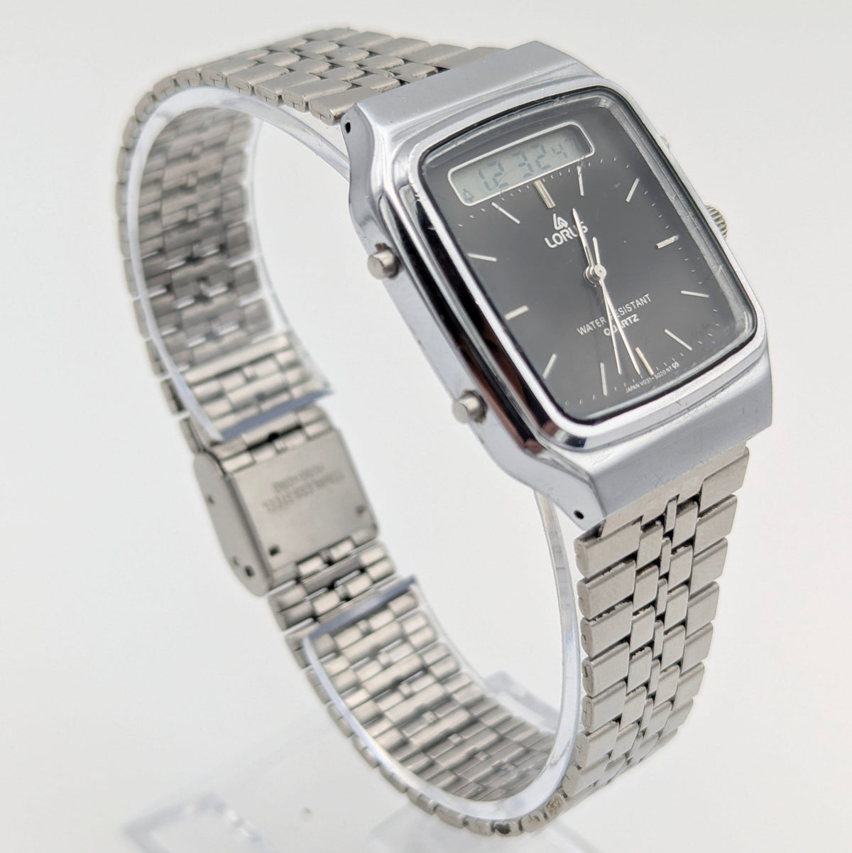 Lorus V031-5010 Ana-Digi Vintage Watch — Black Dial, Steel Bracelet, Sold Naked - Bezel & Hide