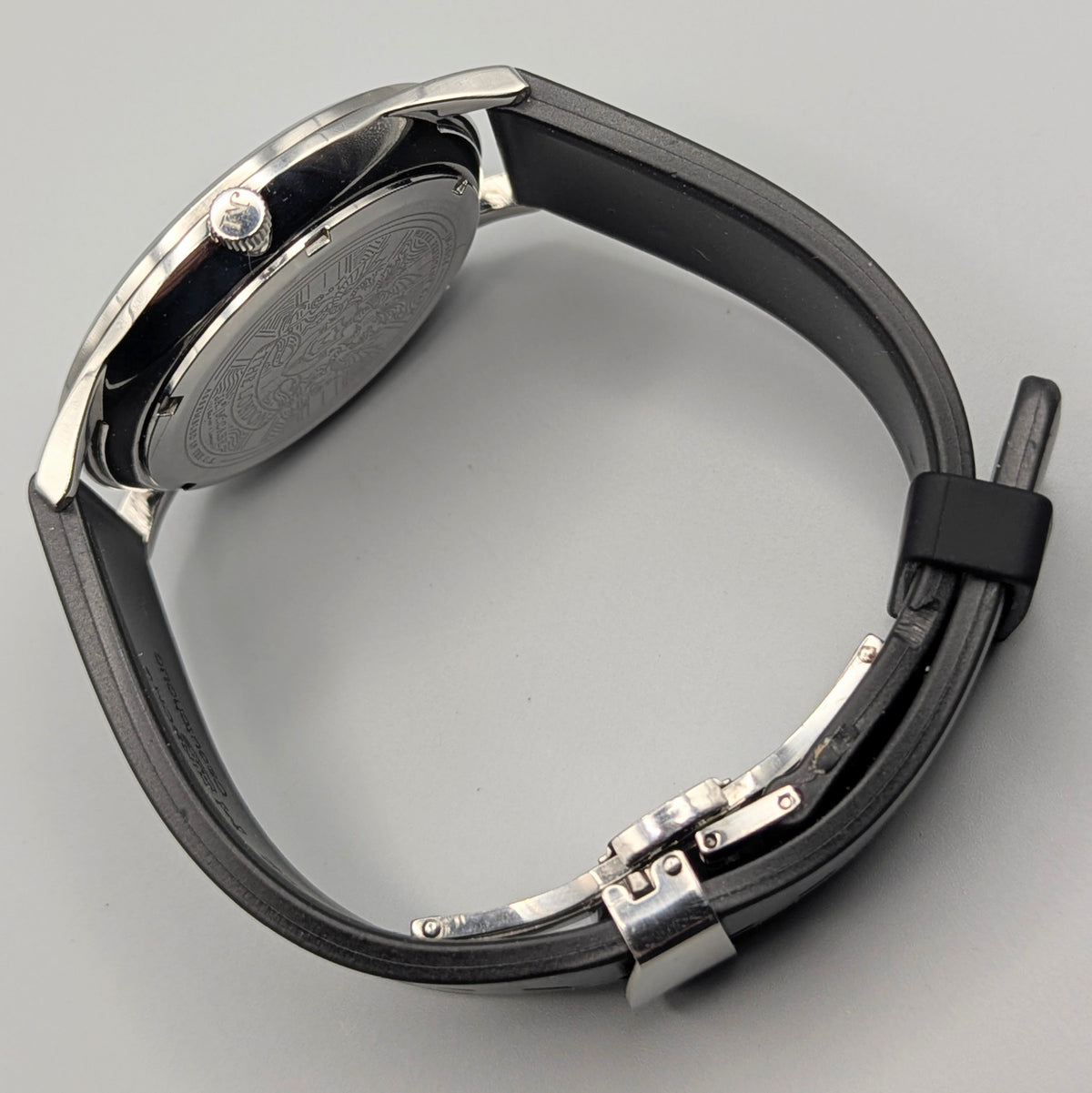 James McCabe London Slim JM-1016 Men's Watch — Silver, White Dial, Hirsch Rubber Strap - Bezel & Hide