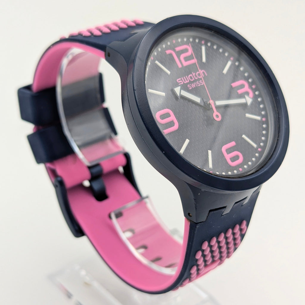Swatch Big Bold Pinkindots SB05N400 — 47mm, Black Dial, Pink & Navy Strap, Sold Naked - Bezel & Hide