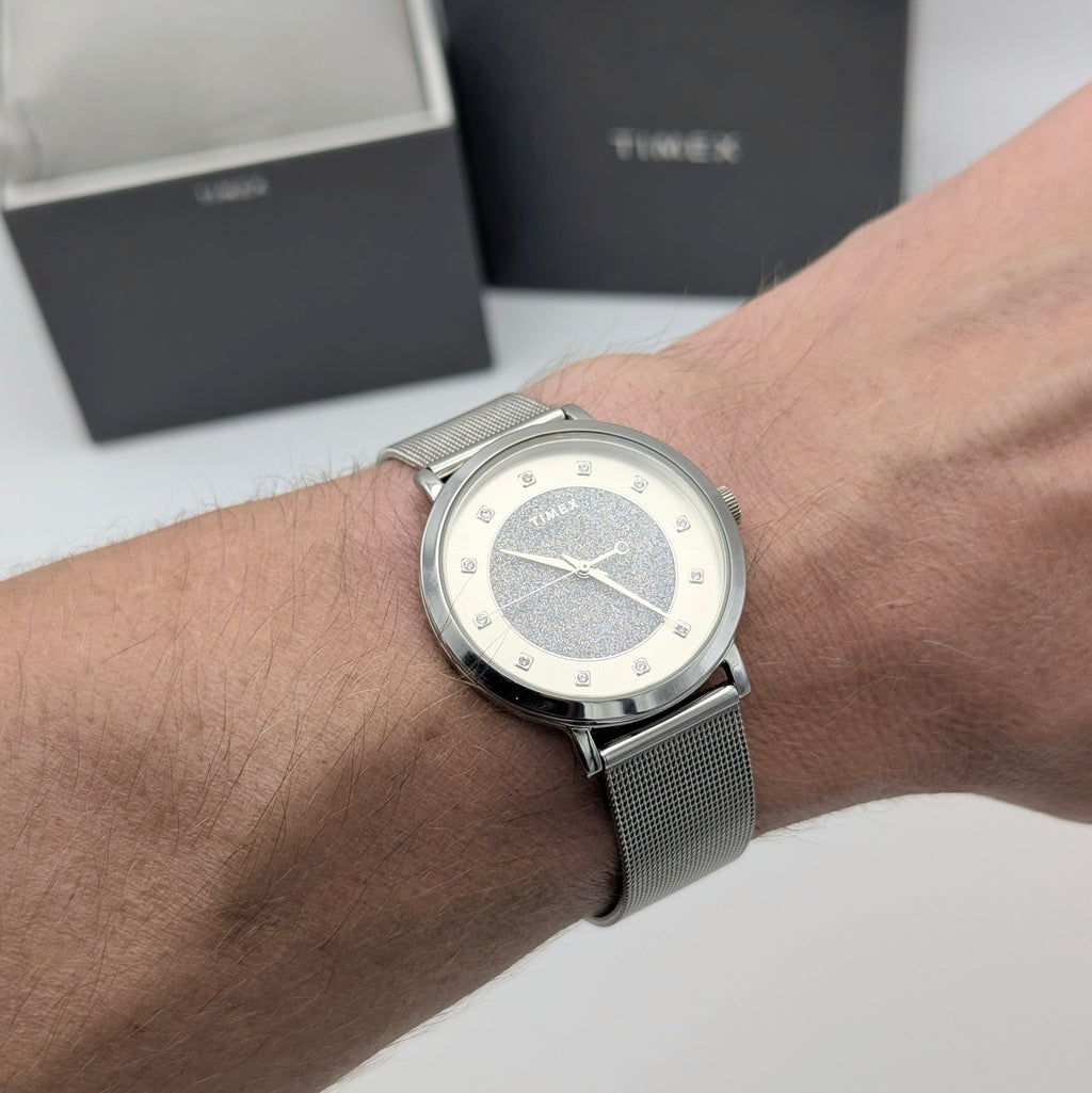 Timex Celestial Women's Quartz Watch — Stardust Dial & Mesh Bracelet, Sold Naked - Bezel & Hide